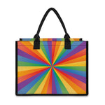 LGBT Pride Rainbow Rays Print Canvas Tote Bag