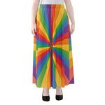 LGBT Pride Rainbow Rays Print Chiffon Maxi Skirt