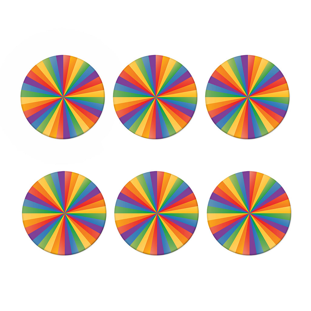 LGBT Pride Rainbow Rays Print Coaster Set