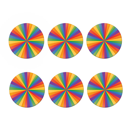 LGBT Pride Rainbow Rays Print Coaster Set