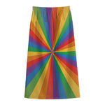 LGBT Pride Rainbow Rays Print Cotton Front Slit Maxi Skirt
