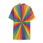 LGBT Pride Rainbow Rays Print Cotton Hawaiian Shirt