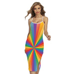 LGBT Pride Rainbow Rays Print Cross Back Cami Dress