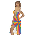 LGBT Pride Rainbow Rays Print Cross Back Cami Dress
