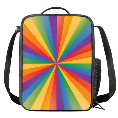 LGBT Pride Rainbow Rays Print Crossbody Lunch Bag