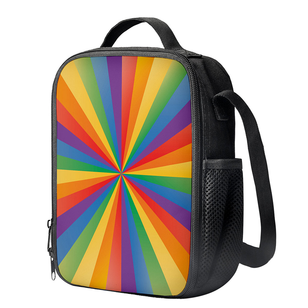 LGBT Pride Rainbow Rays Print Crossbody Lunch Bag