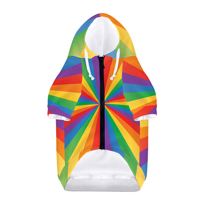 LGBT Pride Rainbow Rays Print Dog Zip Up Hoodie
