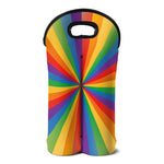 LGBT Pride Rainbow Rays Print Double Neoprene Wine Tote