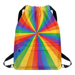 LGBT Pride Rainbow Rays Print Drawstring Backpack