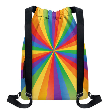 LGBT Pride Rainbow Rays Print Drawstring Backpack