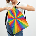 LGBT Pride Rainbow Rays Print Drawstring Backpack