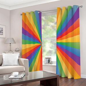 LGBT Pride Rainbow Rays Print Extra Wide Grommet Curtains