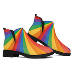 LGBT Pride Rainbow Rays Print Flat Ankle Boots