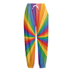 LGBT Pride Rainbow Rays Print Fleece Lined Knit Pants