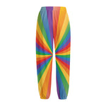 LGBT Pride Rainbow Rays Print Fleece Lined Knit Pants