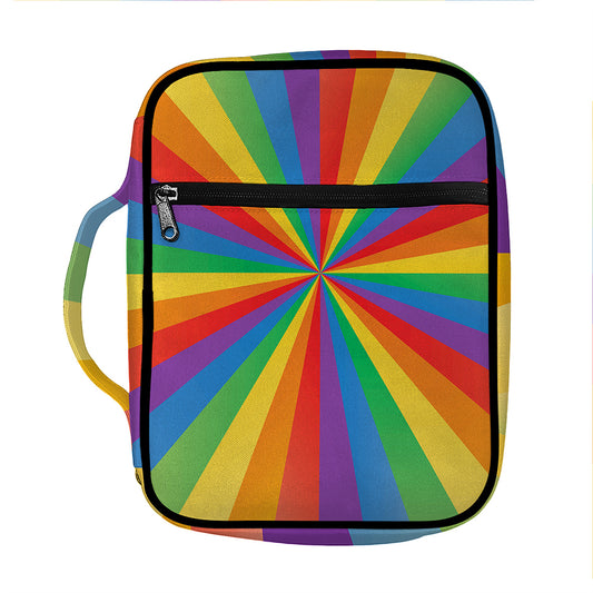 LGBT Pride Rainbow Rays Print Front Pocket Bible Bag