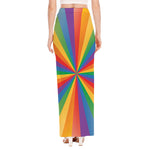 LGBT Pride Rainbow Rays Print High Slit Maxi Skirt