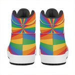 LGBT Pride Rainbow Rays Print High Top Leather Sneakers