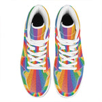 LGBT Pride Rainbow Rays Print High Top Leather Sneakers