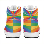 LGBT Pride Rainbow Rays Print High Top Leather Sneakers