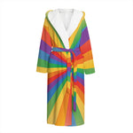 LGBT Pride Rainbow Rays Print Hooded Bathrobe