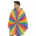 LGBT Pride Rainbow Rays Print Hoodie Blanket