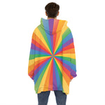 LGBT Pride Rainbow Rays Print Hoodie Blanket