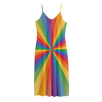 LGBT Pride Rainbow Rays Print Jersey Midi Cami Dress