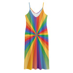 LGBT Pride Rainbow Rays Print Jersey Midi Cami Dress