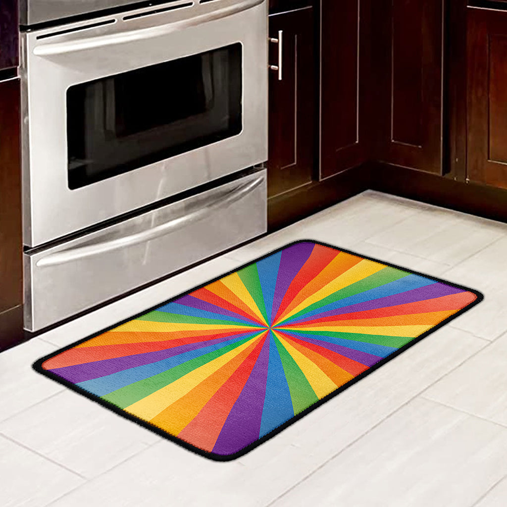 LGBT Pride Rainbow Rays Print Kitchen Mat