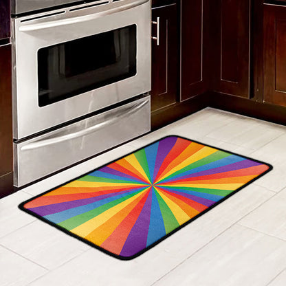 LGBT Pride Rainbow Rays Print Kitchen Mat