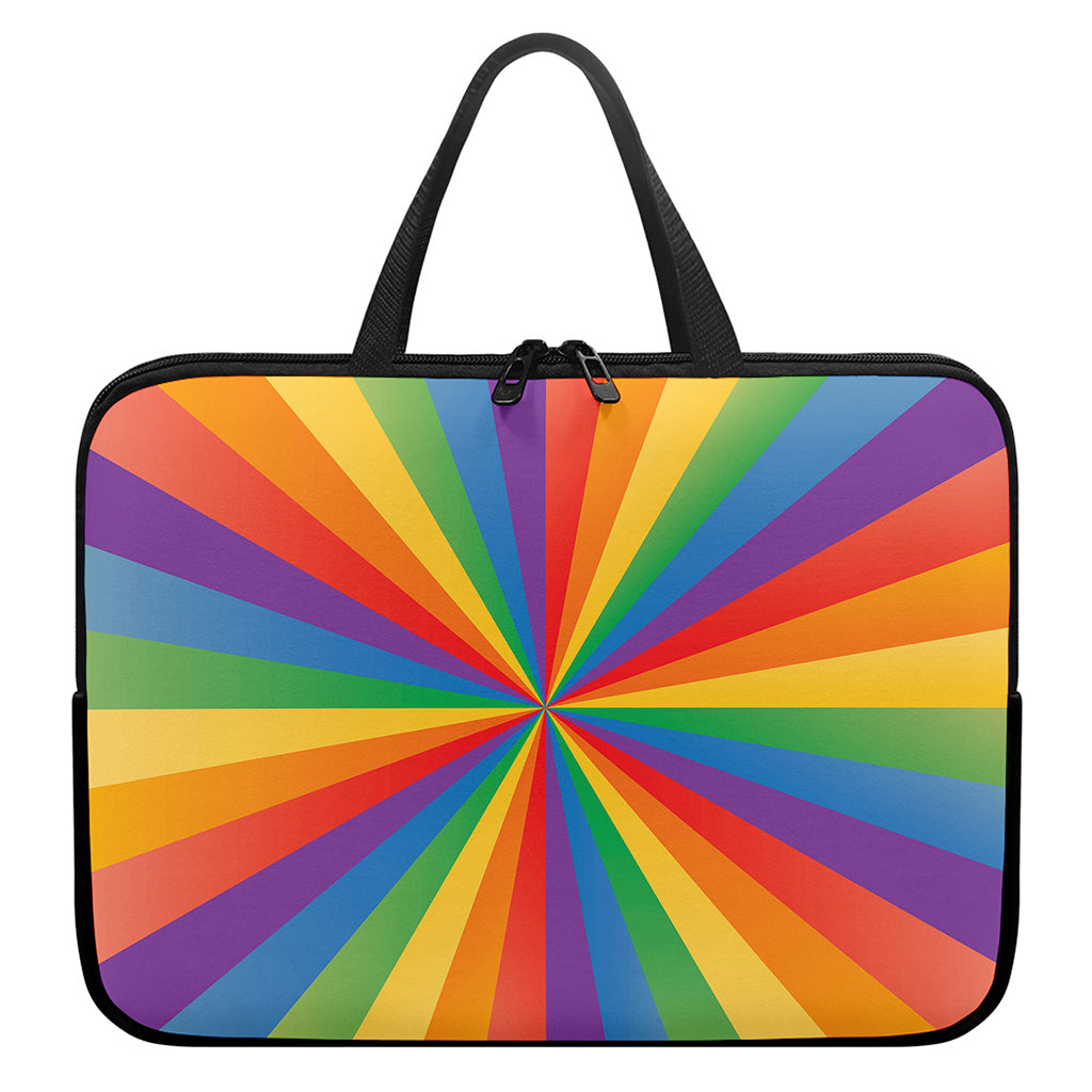 LGBT Pride Rainbow Rays Print Laptop Sleeve With Handle