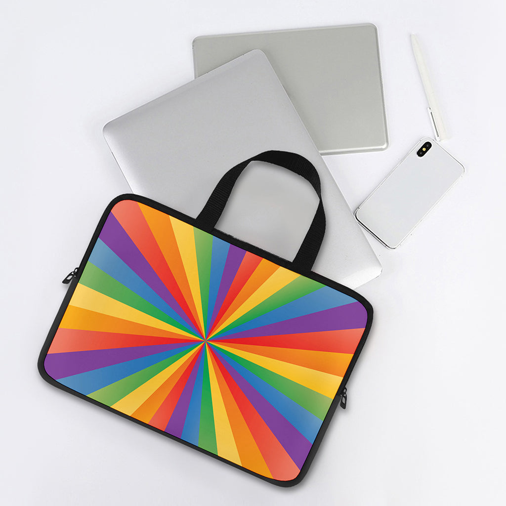 LGBT Pride Rainbow Rays Print Laptop Sleeve With Handle