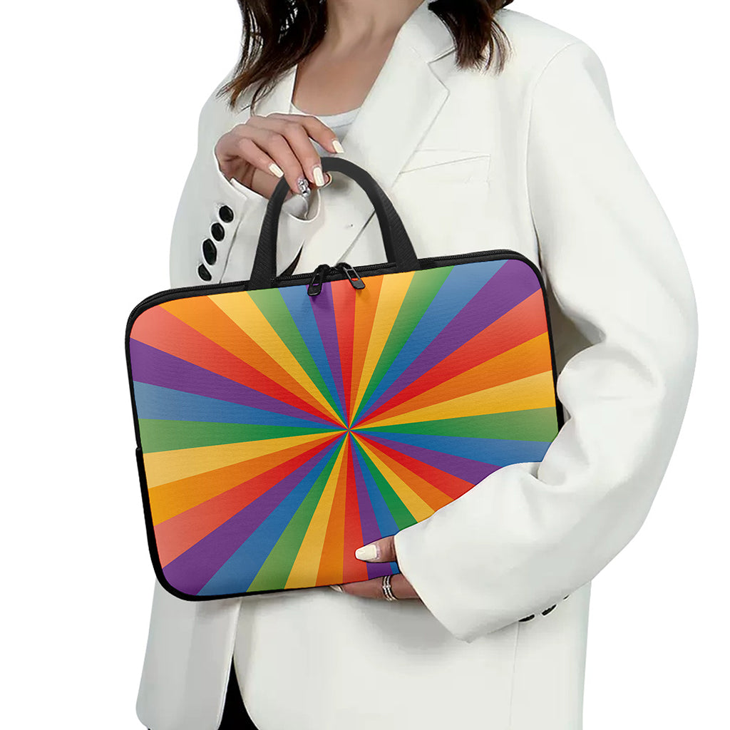 LGBT Pride Rainbow Rays Print Laptop Sleeve With Handle
