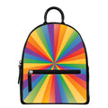LGBT Pride Rainbow Rays Print Leather Backpack