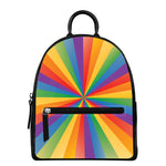 LGBT Pride Rainbow Rays Print Leather Backpack