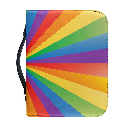 LGBT Pride Rainbow Rays Print Leather Bible Cover