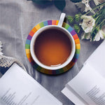 LGBT Pride Rainbow Rays Print Leather Coaster Set