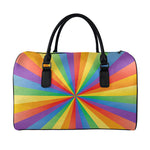 LGBT Pride Rainbow Rays Print Leather Duffle Bag