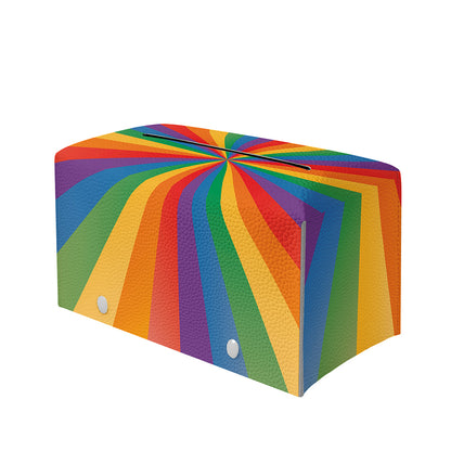 LGBT Pride Rainbow Rays Print Leather Tissue Box Cover