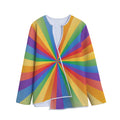 LGBT Pride Rainbow Rays Print Long Sleeve Short Coat