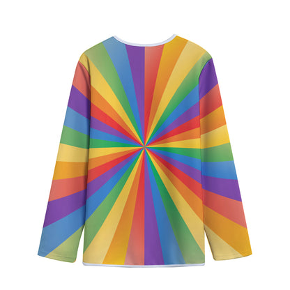 LGBT Pride Rainbow Rays Print Long Sleeve Short Coat