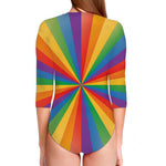 LGBT Pride Rainbow Rays Print Long Sleeve Swimsuit