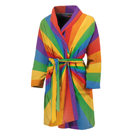 LGBT Pride Rainbow Rays Print Men's Bathrobe