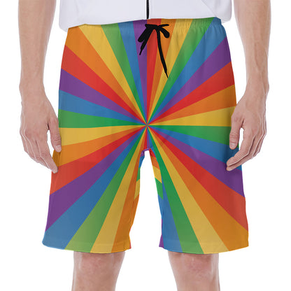 LGBT Pride Rainbow Rays Print Men's Beach Shorts