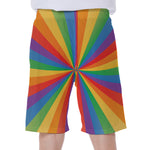 LGBT Pride Rainbow Rays Print Men's Beach Shorts
