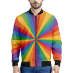 LGBT Pride Rainbow Rays Print Men's Bomber Jacket