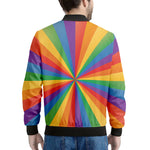 LGBT Pride Rainbow Rays Print Men's Bomber Jacket