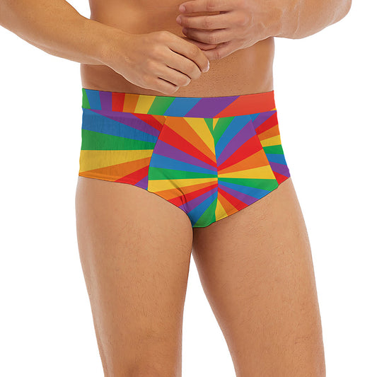 LGBT Pride Rainbow Rays Print Men's Briefs