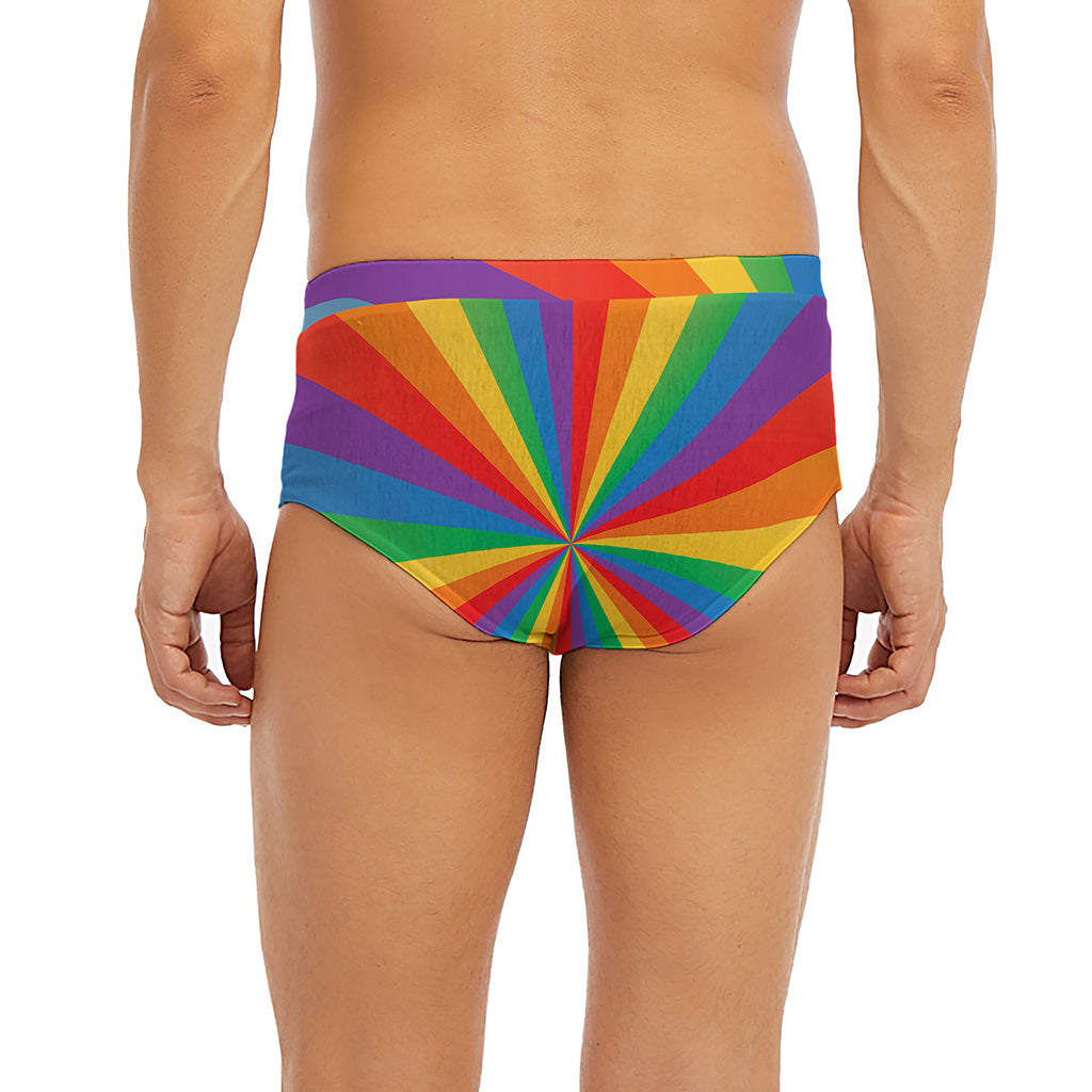 LGBT Pride Rainbow Rays Print Men's Briefs
